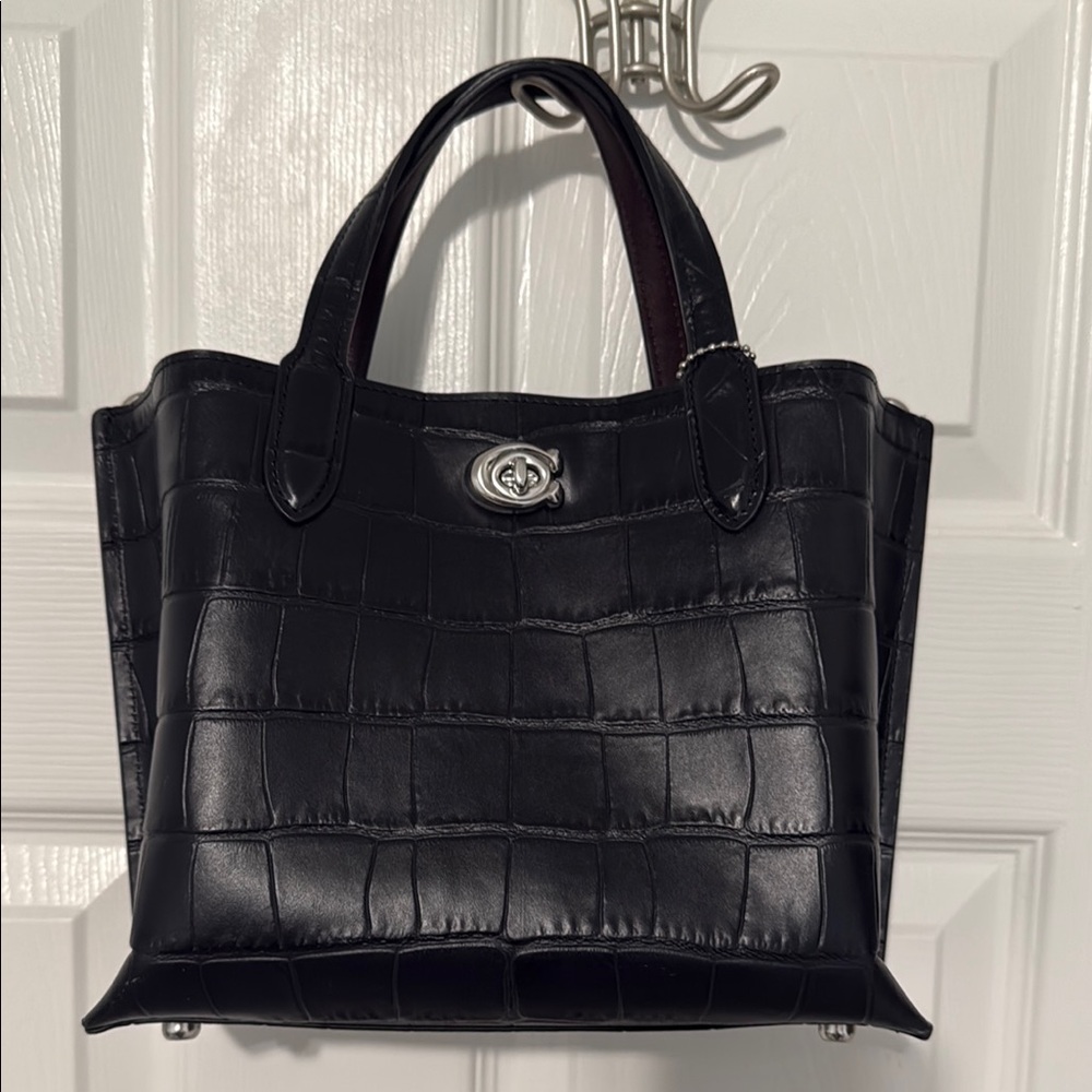 Coach croc embossed willow tote 24